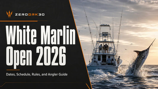 White Marlin Open 2026 guide banner with a sportfishing boat and leaping marlin at sunrise.